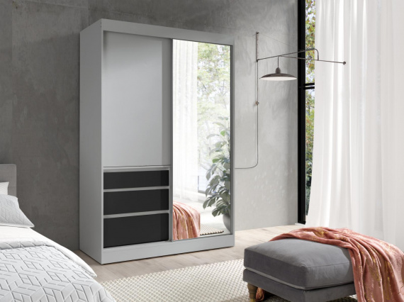 Skříň Havana 140 šedá/černá