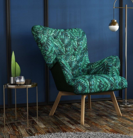 Křeslo Paris vzor list zelený