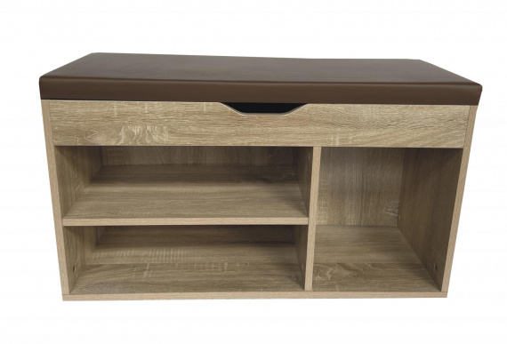 Botník se sedákem Sima sonoma/hnědá koženka