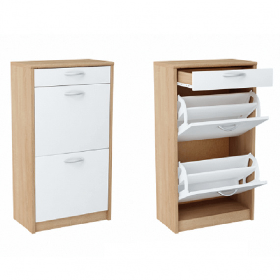 Dvouřadý botník, bílá / dub sonoma, VIVAT TYP 1