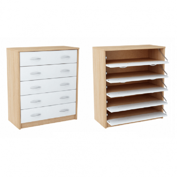 Pětřadý botník, bílá / dub sonoma, VIVAT TYP 4