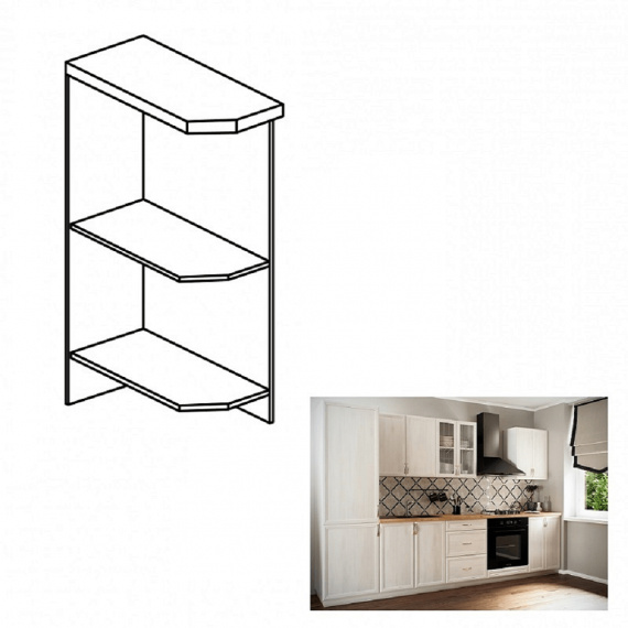 Spodní otevřená skříňka D25PZ, levá, bíla, SICILIA