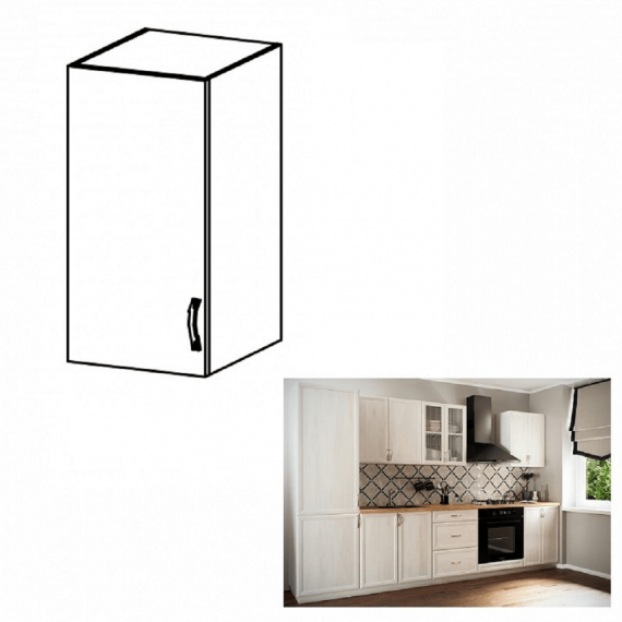 Horní skříňka G40, levá, bíla/sosna Andersen, SICILIA