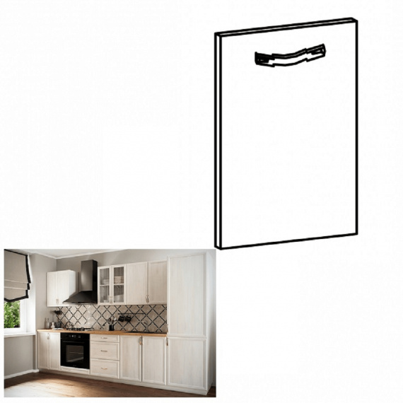 Dvířka na vestavnou myčku nádobí, 59, 6x71, 3, sosna Andersen, SICILIA