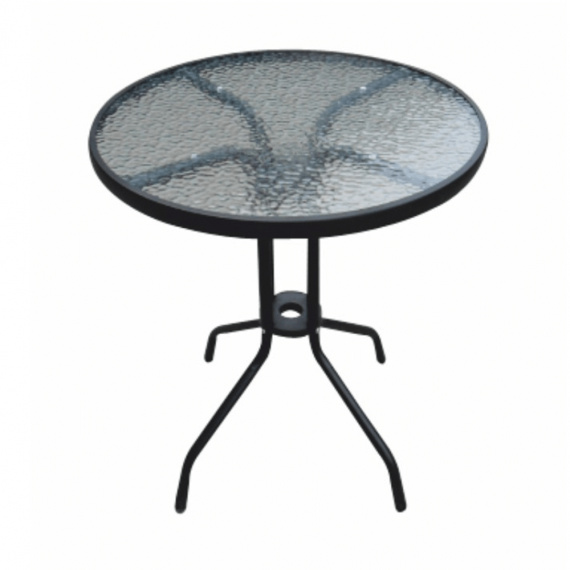 Jídelní stůl, černá ocel / temperované sklo, BORGEN TYP 1