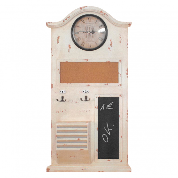 Memo tabule s hodinami bílá antik