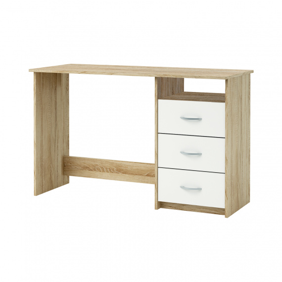 Psací stůl dub/perleťově bílá