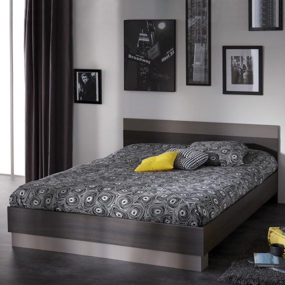 Dvoulůžko 160 x 200 GRAPHIC tmavý dub/šedá