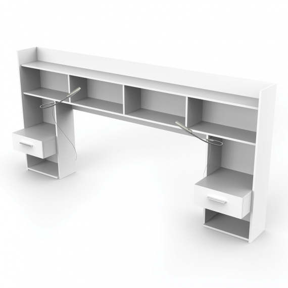 Knihovna k posteli CHICAGO perleťově bílá