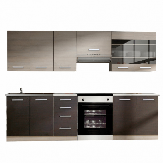 Kuchyňská linka, dub světle šedý / dub tmavý, KLANTON