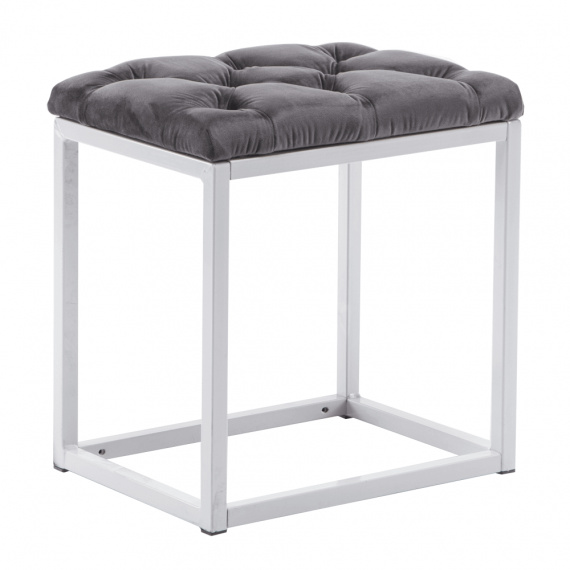 Taburet, šedá látka / bílý kov, RANGER
