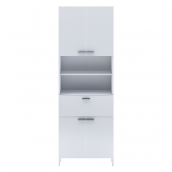 Vysoká skříňka 4 dveře + 1 zásuvka KORAL bílá