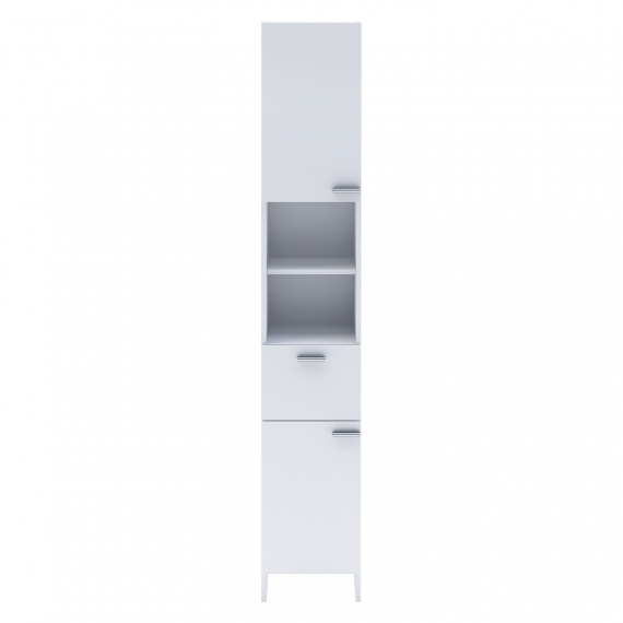 Vysoká skříňka 2 dveře + 1 zásuvka KORAL bílá