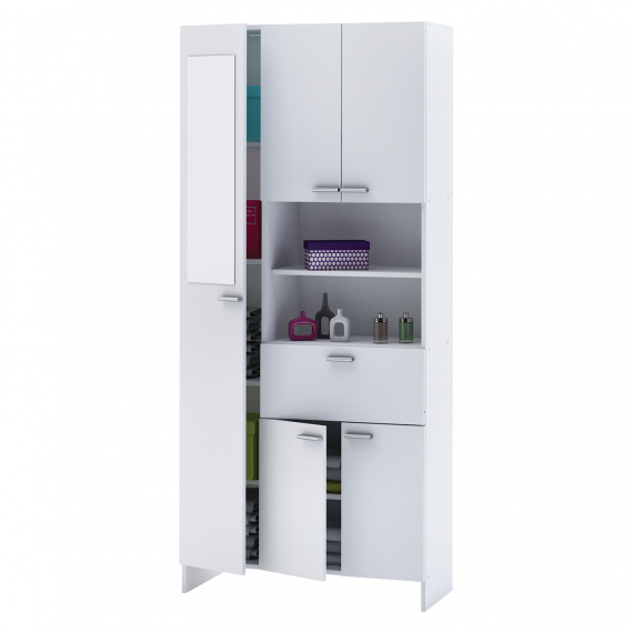 Vysoká skříňka 1+4 dveře + 1 zásuvka KORAL bílá
