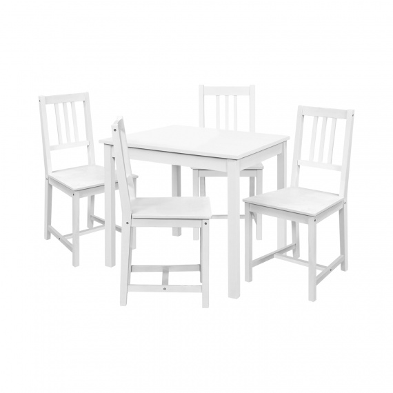 Jídelní stůl 8842B bílý lak + 4 židle 869B bílý lak