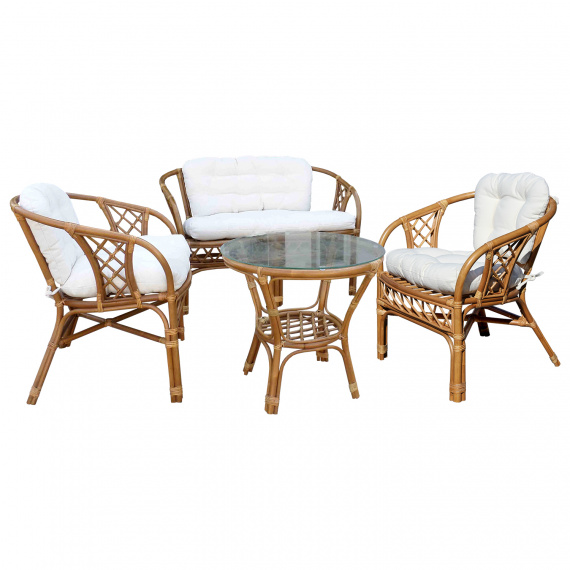 Sestava MANAU stůl + 3 křesla ratan