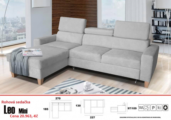 Rohová sedačka Leo mini do L 185 x 270 cm 