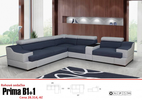 Rohová sedačka Prima B1 a 1 do L 285 cm x 312 cm
