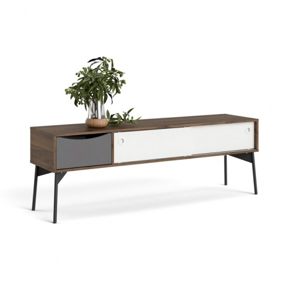 TV stolek Fino ořech/bílá/šedá