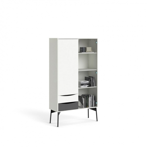 Vitrína Fino bílá/šedá