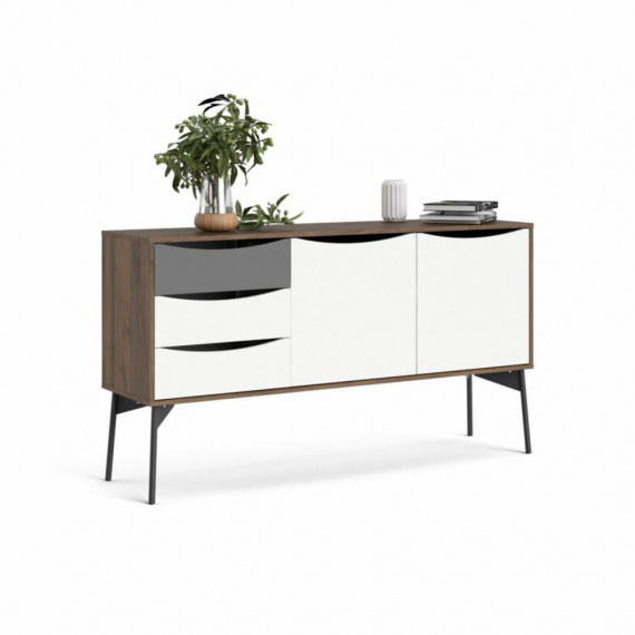 Komoda Fino ořech/bílá/šedá