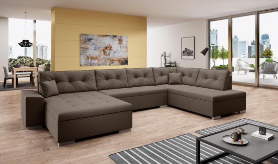 Sedací souprava West U pravá hnědá