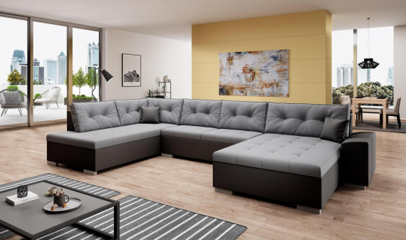 Sedací souprava West U levá šedá/eko černá