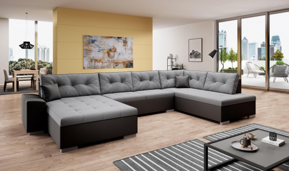 Sedací souprava West U pravá šedá/eko černá