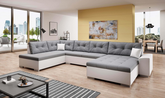 Sedací souprava West U levá šedá/eko bílá