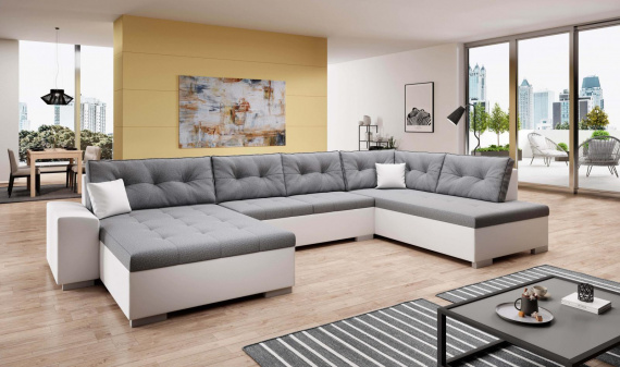 Sedací souprava West U pravá šedá/eko bílá