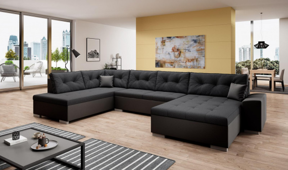 Sedací souprava West U levá tmavě šedá/eko černá