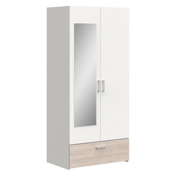 Skříň 2dveřová READY dub/perleťově bílá