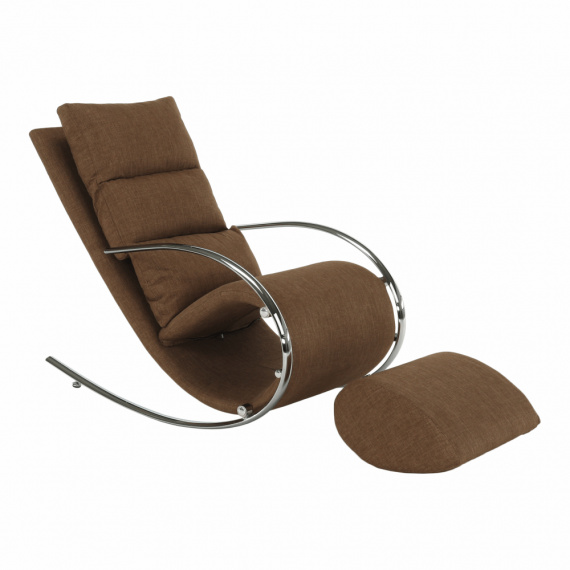 Houpací křeslo, látka hnědá / kov, ROGER