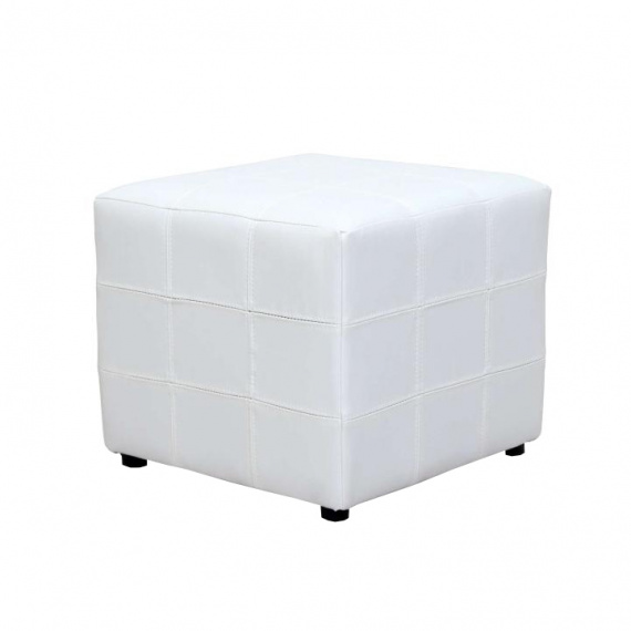 Taburet, bílá ekokůže, NELA NEW