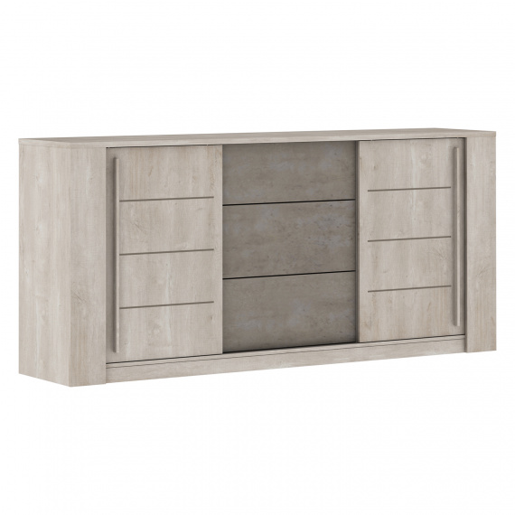 Komoda 2 dveře + 3 zásuvky ANTIBES dub/béžový beton