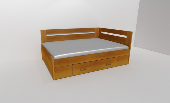 Zvýšené fran.lůžko FABIE 2 - š.140, roh.prov. s 1úl.prost,UNIVERZÁLNÍ L/P / úchyty JONY