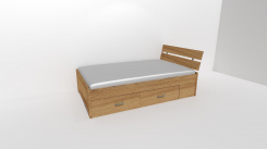 Zvýšené fran.lůžko AMÉLIE 2 - š.120 se 4úl.prostory, 1zvýš.čelo / úchyty JONY