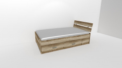 Zvýšené fran.lůžko AMÉLIE 2 - š.120 se 4úl.prostory, 1zvýš.čelo / úchyty JONY