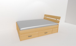 Zvýšené fran.lůžko AMÉLIE 2 - š.140 se 4úl.prostory, 1zvýš.čelo / úchyty JONY