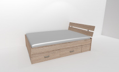 Zvýšené fran.lůžko AMÉLIE 2 - š.140 se 4úl.prostory, 1zvýš.čelo / úchyty JONY