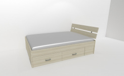 Zvýšené fran.lůžko AMÉLIE 2 - š.140 se 4úl.prostory, 1zvýš.čelo / úchyty JONY