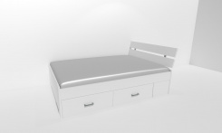 Zvýšené fran.lůžko AMÉLIE 2 - š.140 se 4úl.prostory, 1zvýš.čelo / úchyty JONY