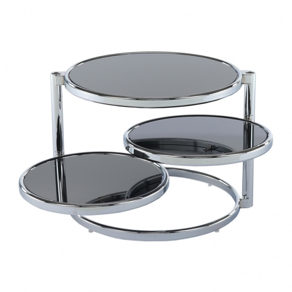 Otočný konferenční stolek, černé sklo / chrom, MOIRA