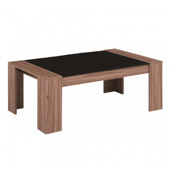 Konferenční stolek, ořech/černé sklo, RAYMOND
