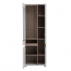 Vitrína, bílá extra vysoký lesk HG / dub sonoma tmavý, LYNATET TYP 01