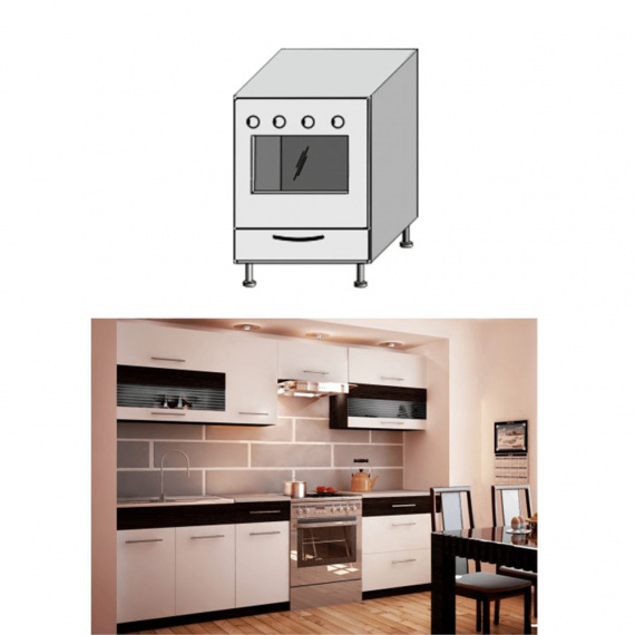 Spodní sporáková skříňka, bílá / wenge, JURA NEW B ZK-60 K1