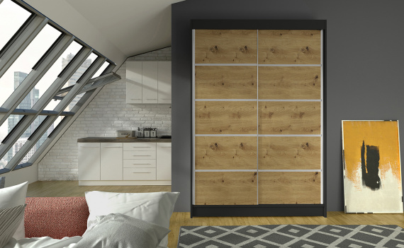 Skříň Linora V 120 černá/artisan