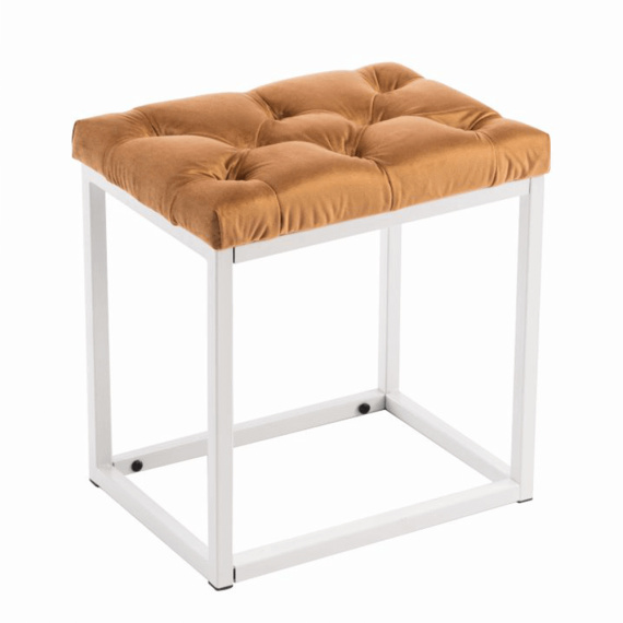 Taburet, béžová látka / bílý kov, RANGER