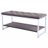 Designová lavice, bílý kov / šedá látka 12, VIKAR
