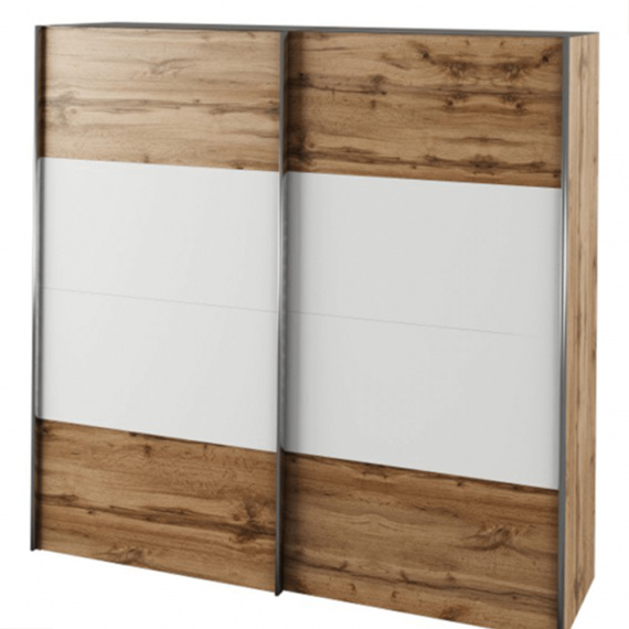 Skříň s posuvnými dveřmi, dub wotan / bílá, GABRIELA